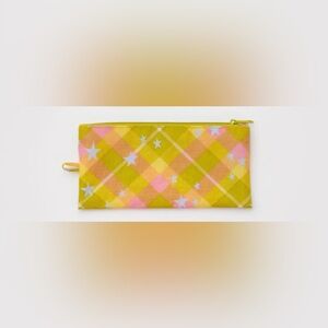 baggu holiday yellow flat pouch NWOT